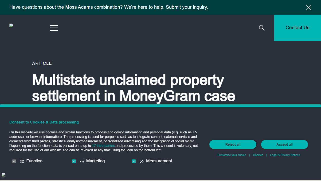 Multistate unclaimed property settlement in MoneyGram case Baker Tilly